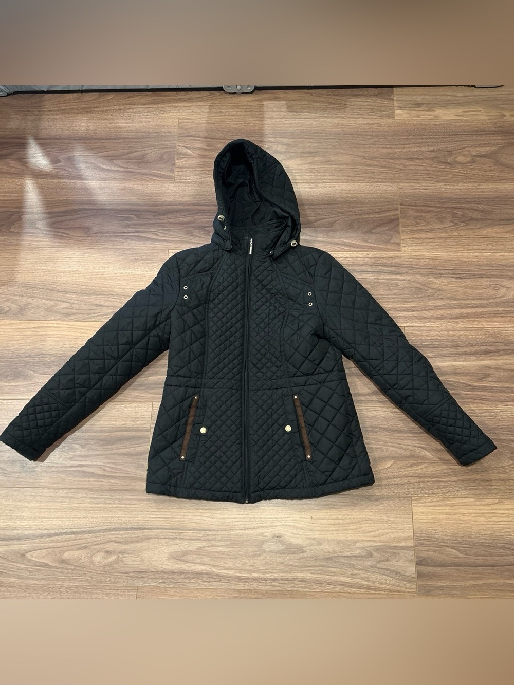 Weatherproof Black Quilted Hooded Puffer Jacket